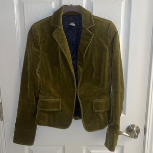 J Crew Ecole Olive Green Velvet Blazer